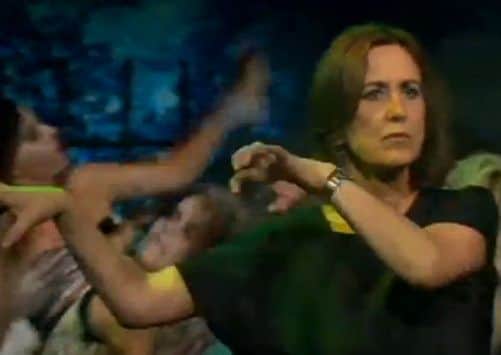 Kirsty Wark throws up her hands as she dances to Michael Jackson's 'Thriller' on Newsnight. Picture: YouTube