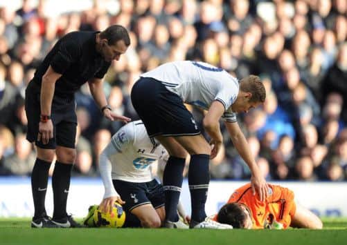 Hugo Lloris required lengthy treatment after colliding with Romelu Lukaku. Picture: Getty