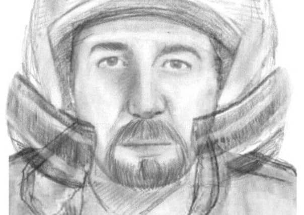 An artist's impression of the motorcyclist the French police are trying to trace. Picture: AP