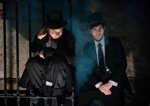 Lewis Lauder and Joe Walsh, acting students from Edinburgh Napier University, portray Jekyll and Hyde to drum up support for this years RLS Day. Picture: Neil Hanna