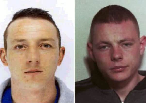 Steven Ross (left) and Scott Keogh (right), who are being sought in connection with a murder inquiry. Picture: PA