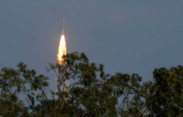 The Mars Orbiter probe moments after lift-off in Sriharikota, India. Picture: Getty