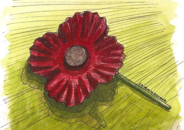 A Scottish poppy sketched for Remembrance Day