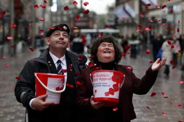 Susan Boyle in Glasgow city centre to join collectors for the this years Scottish Poppy Appeal. Pictures: Hemedia