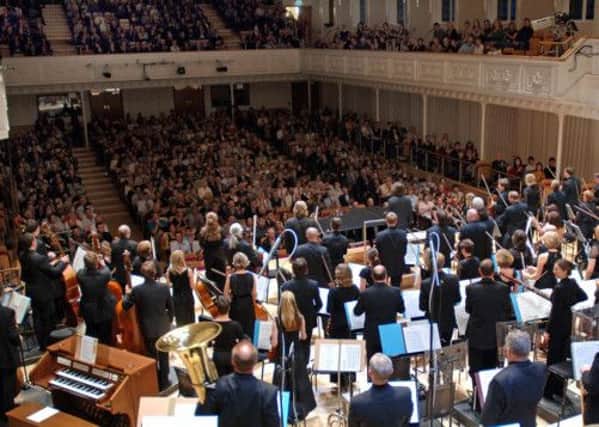 The BBC Scottish Symphony Orchestra on stage at its home in Glasgow City Halls