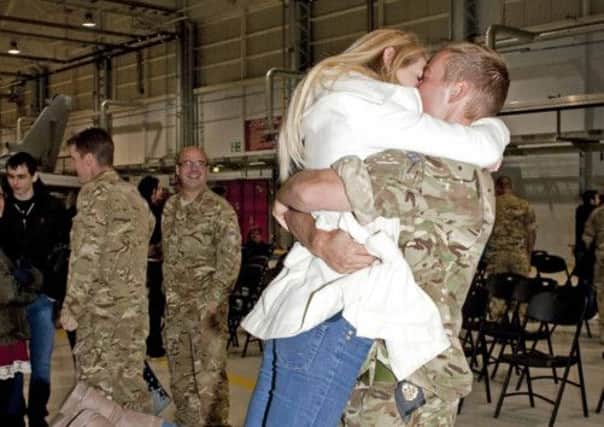 Members of 12 (Bomber) Squadron made an emotional return to RAF Lossiemouth, Moray from their final Afghanistan deployment. Picture: MoD