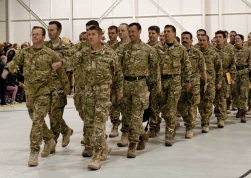 Members of 12 (Bomber) Squadron returning from Afghanistan. Picture: MoD
