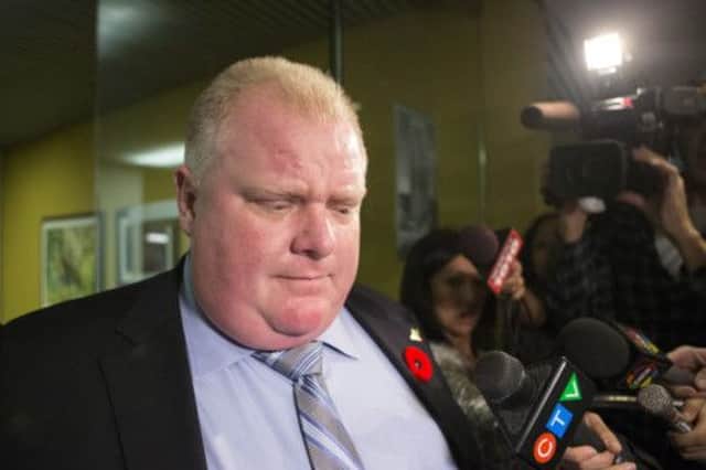 Toronto Mayor Rob Ford makes a statement. Picture: AP