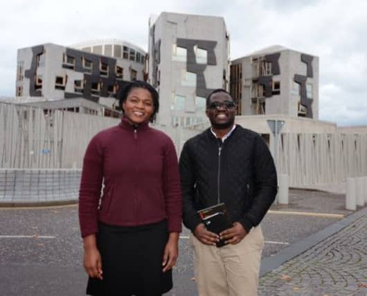 Chipiliro Kansilanga and Wonderful Hunga are the first Livingstone Journalism Scholars. Picture: Neil Hanna