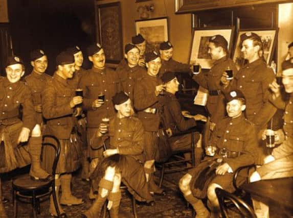 Scottish army recruits celebrate Halloween in London during the First World War. Picture: Getty