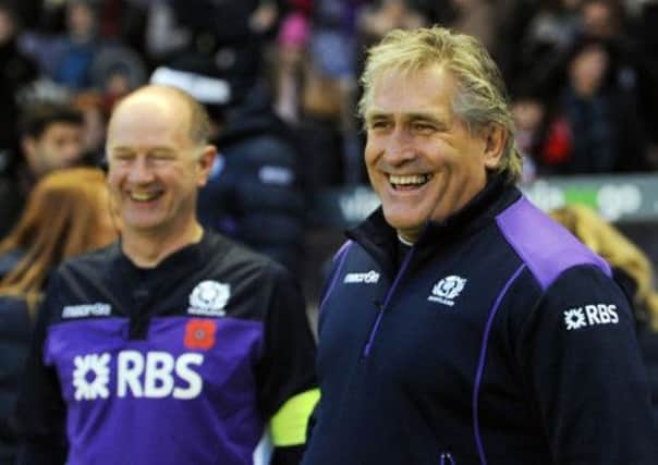 Scotlands interim head coach Scott Johnson was all smiles at the final whistle after an encouraging performance. Picture: Ian Rutherford