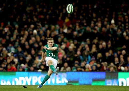 Paddy Jackson kicks a conversion. Picture: PA