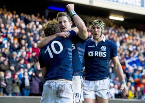 Tommy Seymour, centre, took his two tries well. Picture: SNS