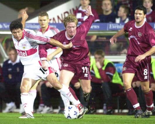 Hearts manager Gary Locke played in their Uefa Cup tie against Stuttgart in 2000. Picture: Tony Marsh