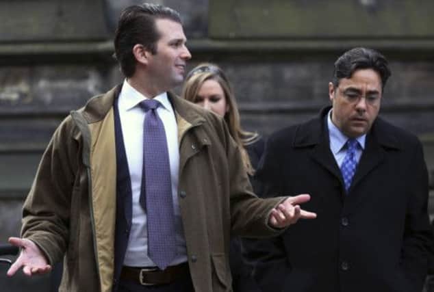 Donald Trump Jr leaves the Court of Session in Edinburgh. Picture: PA