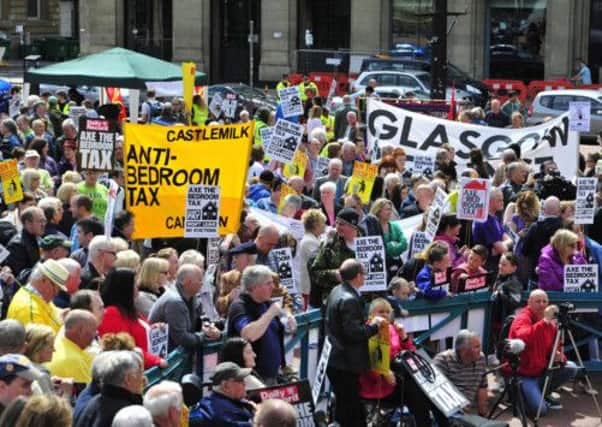 The so-called bedroom tax has prompted angry demonstrations, such as this march in Glasgow in March. Picture: Robert Perry