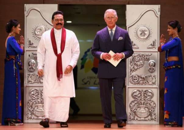 President Mahinda Rajapaksa of Sri Lanka and Prince Charles during the Commonwealth Heads of Government 2013 Opening Ceremony. Picture: Getty