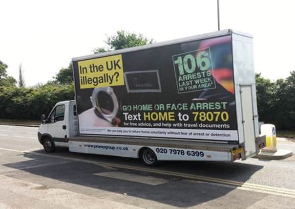 The vans were dubbed racist by their opponents. Picture: PA