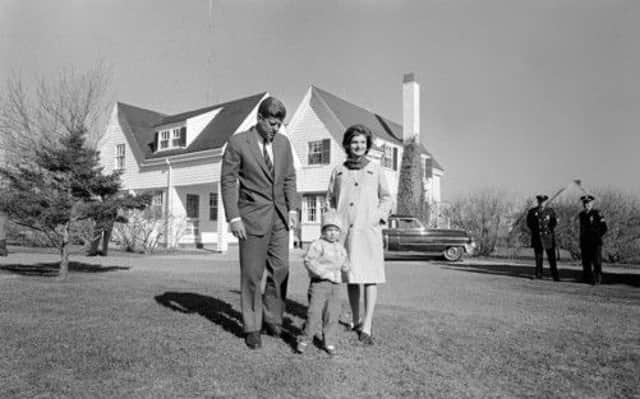 John F Kennedy  pictured with wife Jackie and daughter Caroline  had youth and style on his side, creating a myth that endures. Picture: Getty