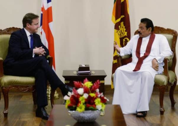 Prime Minister David Cameron meeting Sri Lankan President Mahinda Rajapaksa last week in Colombo. Picture: PA