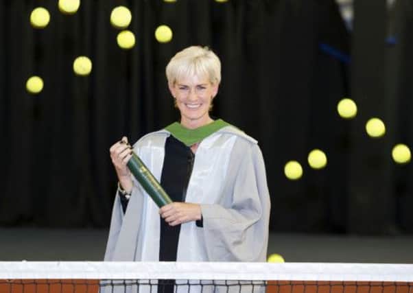 Judy Murray receives an honorary degree from the University of Stirling. Picture: SNS