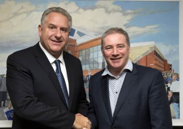Rangers manager Ally McCoist welcomes Graeme Wallace, the Ibrox club's new CEO. Picture: Rangers FC