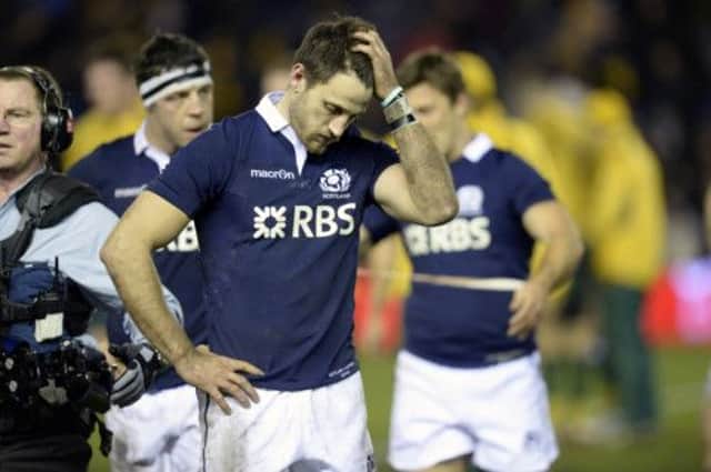 Dejection for Scotland star Tommy Seymour at full-time. Picture: SNS