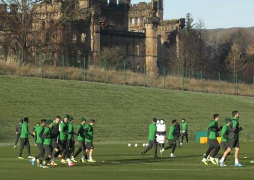 Celtic players train in Lennoxtown. Picture: PA