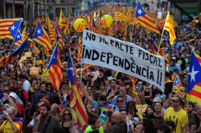 Supporters of independence for Catalonia demonstrate in Barcelona. Picture: Getty