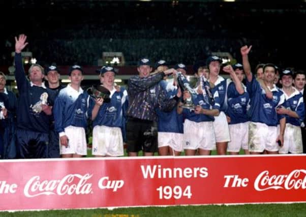 On this day in 1994 Raith Rovers caused a major upset when they beat Celtic in a penalty shoot-out to win the Coca Cola Cup. Picture: SNS