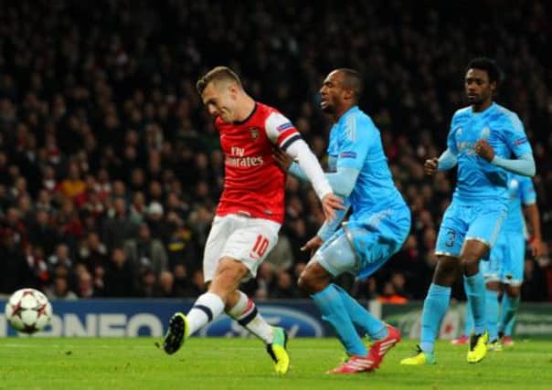 Jack Wilshere opens the scoring for Arsenal at the Emirates. Picture: Getty
