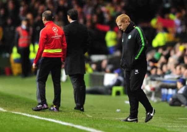 A forlorn Neil Lennon during Celtic's defeat to AC Milan. Picture: Robert Perry