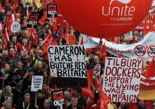 Demonstrators march against the UK governments austerity policies. Picture: AFP/Getty Images