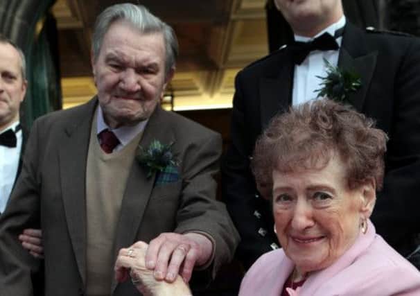 Bill Burnett and Jane Pollock were married at Edinburgh's South Leith Parish Church on Thursday. Picture: Hemedia