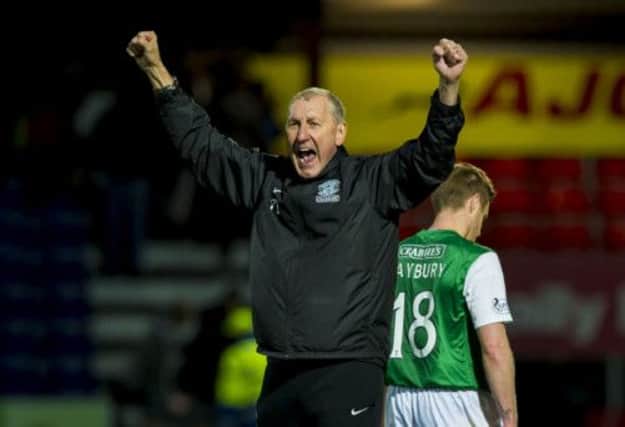 Terry Butcher celebrates his side's win, and also his first win as manager of the club, at full-time. Picture: SNS