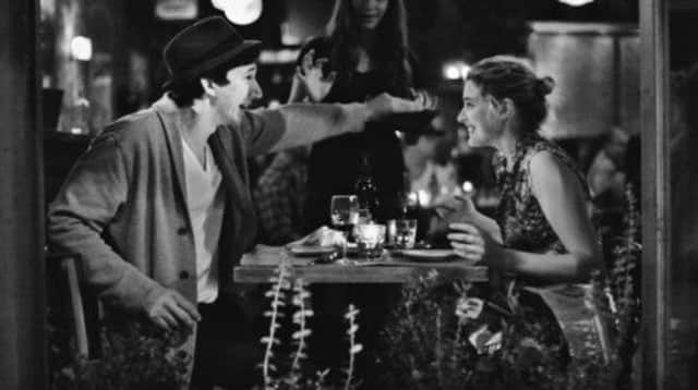 Greta Gerwig, right, as Frances, with Adam Driver as Lev having dinner in a scene from the film, "Frances Ha." Picture: AP