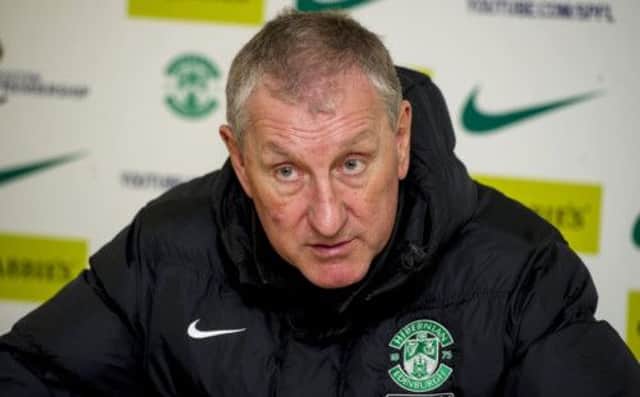 Hibs boss Terry Butcher was his usual entertaining self as he talked to the press yesterday. Picture: SNS Group