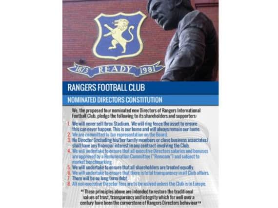 The Rangers 'charter' which the rebels hope will win support
