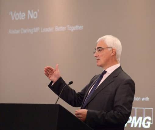 Alistair Darling has been criticises by some Tories for not attacking the Yes campaign. Picture: TSPL