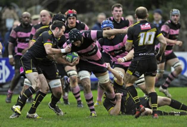 Melrose, black, play Ayr in the Premiership. Both clubs could feature in a Super League. Picture: Robert Perry