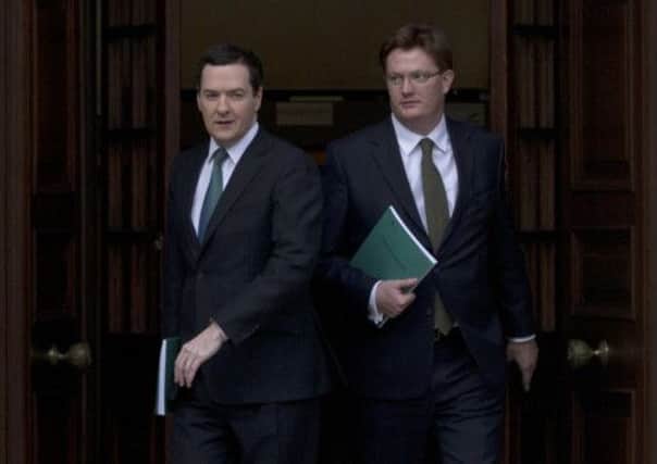 George Osborne and Danny Alexander leave the Treasury for the House of Commons. Picture: Getty