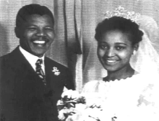 Nelson Mandela with Winnie at their wedding. Picture: Getty
