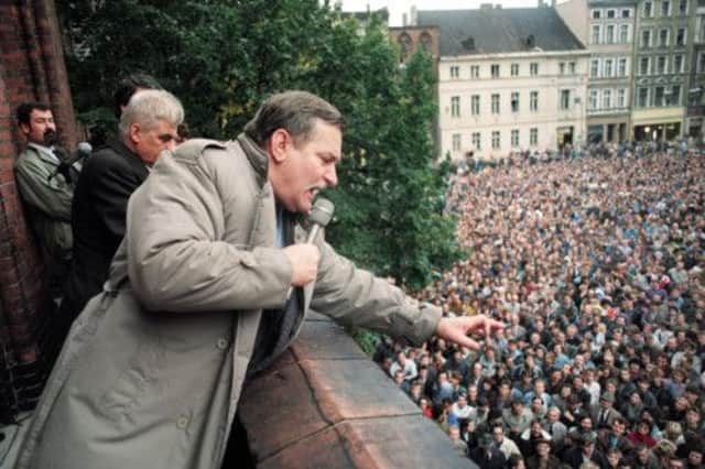 Lech Walesa, leader of the once outlawed Solidarity party, recorded a landslide election victory in Poland in 1990. Picture: AFP