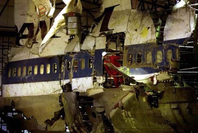 The reconstructed remains of the Pan Am Boeing 747 jumbo jet that exploded over Lockerbie in 1988. Picture: Reuters