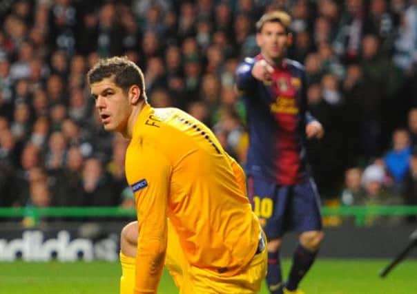 Fraser Forster, in action against Barcelona in 2012. Picture: Robert Perry