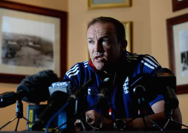 England coach Andy Flower addresses the media at the team hotel in Adelaide. Picture: Getty