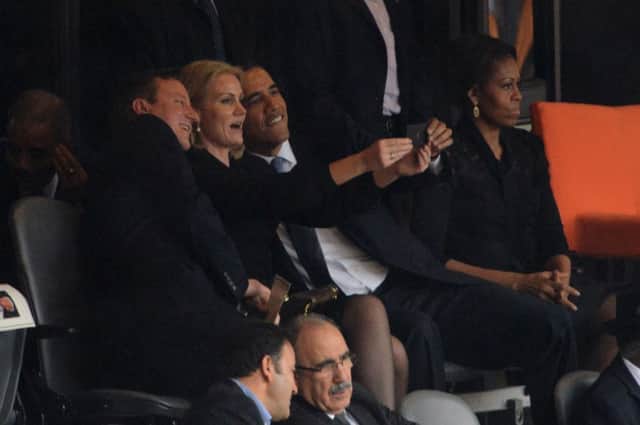 Lols: David Cameron, Helle Thorning-Schmidt and Barack Obama. Picture: Getty