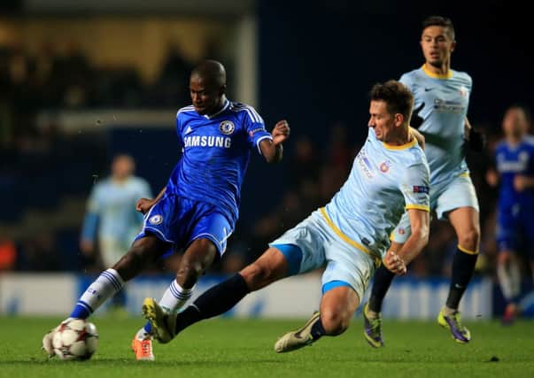 Chelsea midfielder Ramires aims a shot against Steaua Bucharest at Stamford Bridge. Picture: Getty