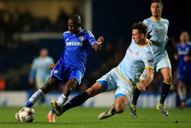 Chelsea midfielder Ramires aims a shot against Steaua Bucharest at Stamford Bridge. Picture: Getty