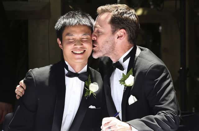 Court has annulled marriage of Chris Teoh, left, and Ivan Hinton. Picture: AP